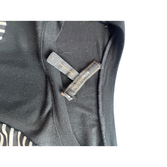 BCBGMAXAZRIA Dress Womens Medium Black White Stripe Ruched Sheath Short Sleeve - Picture 6 of 9